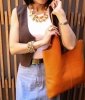 Kožené kabelka shopper bag Vittoria Gotti oranžová 165